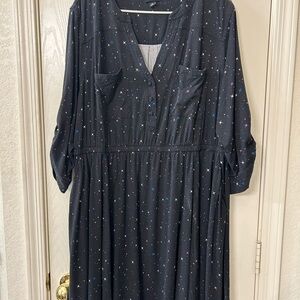 Torrid Black Star Print Midi Challis Shirt Dress